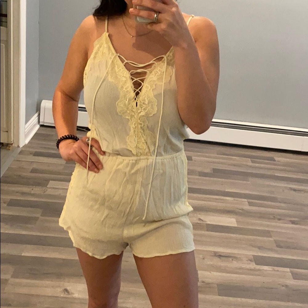 Kendall & Kylie Yellow Lace Romper